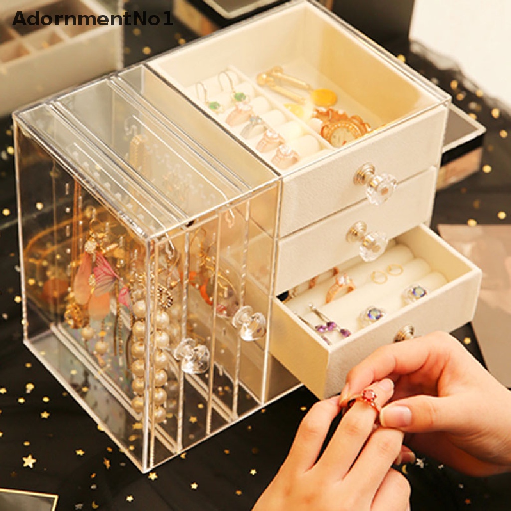 [AdornmentNo1] Earrings Necklaces Jewelry Storage Box Transparent Large Capacity Jewelry Shelf [new]