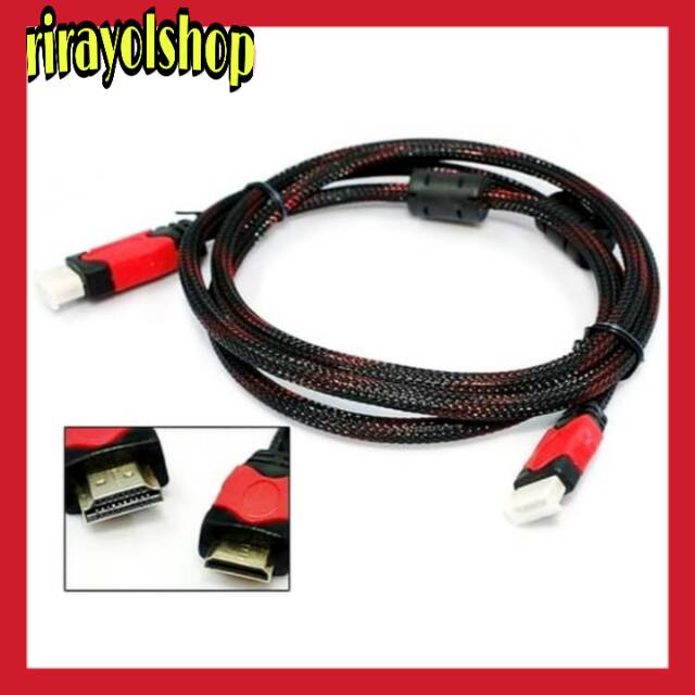 Kabel HDMi to HDMI 1.5 Meter Nylon High Speed HDTV Cable 1.5M Merah