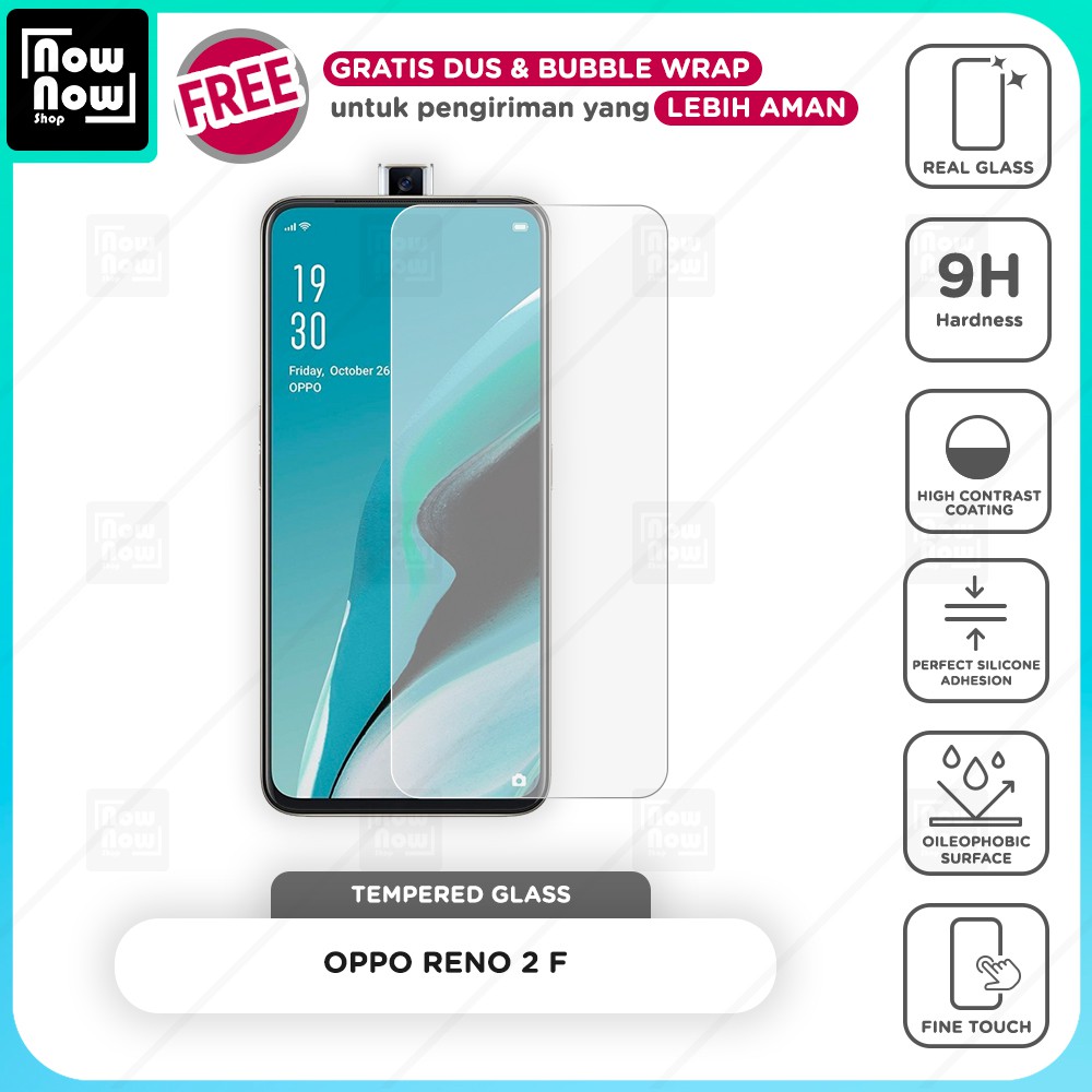 Tempered Glass Anti Gores Oppo Reno 2F Screen Guard Protector 9H Kaca Temperglass