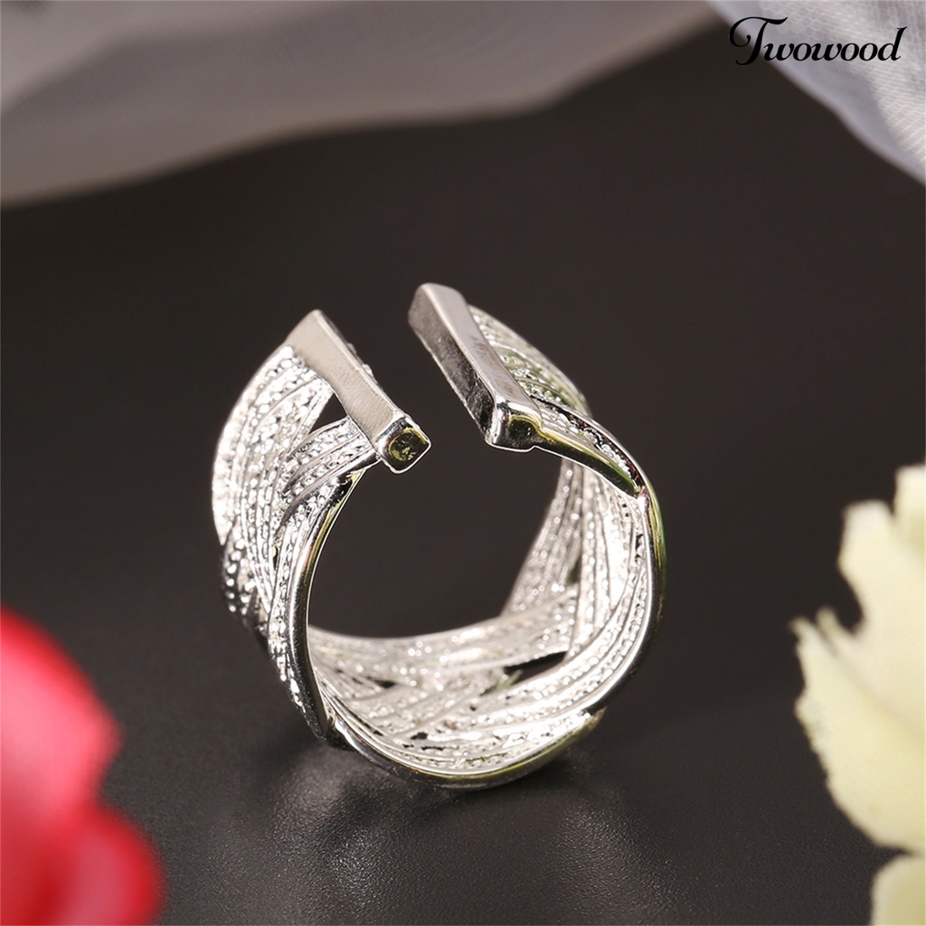 Cincin Model Terbuka Bahan 925 Silver Plated Gaya Etnik Untuk Wanita