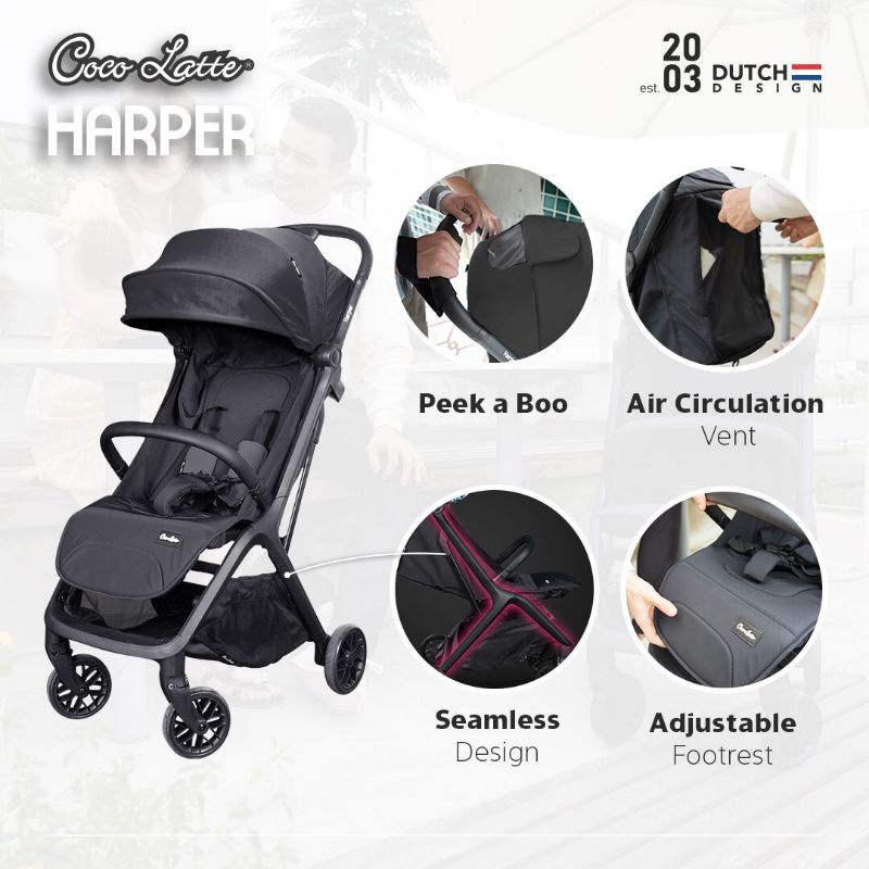 Makassar - Stroller Cocolatte Harper Kereta Dorong Bayi Cabin Size Autofold