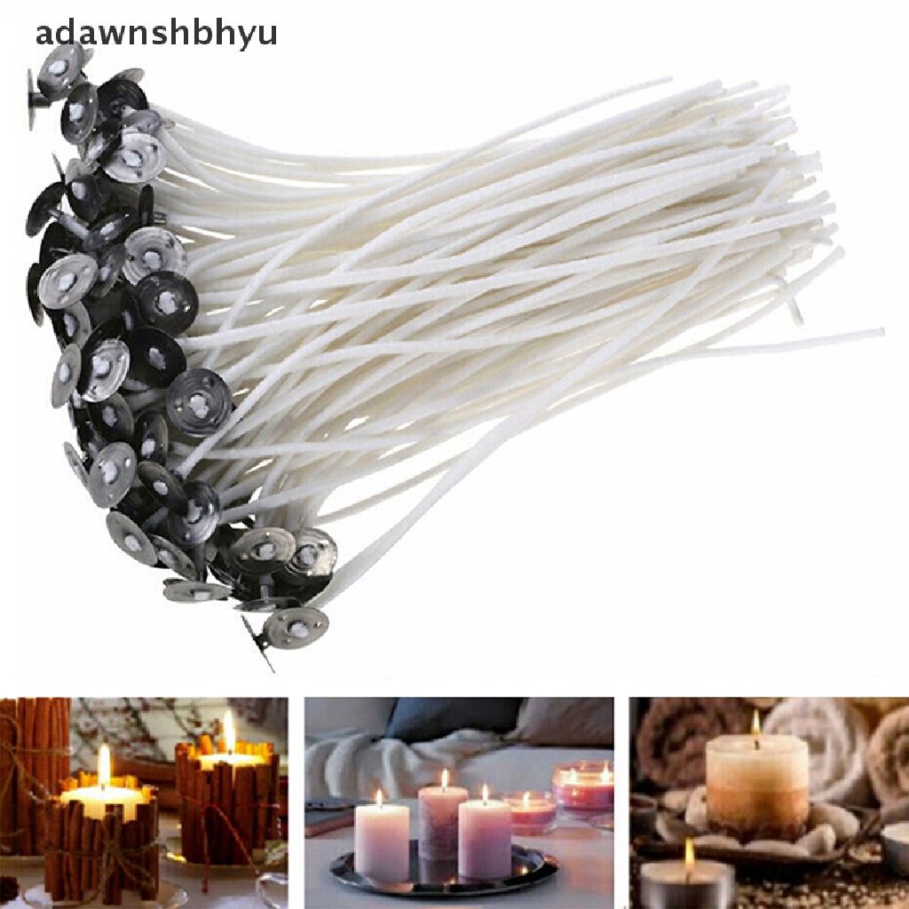 Adawnshbhyu 100Pcs Candle Wicks Cotton Core Waxed Wick Dengan Sustainer Untuk Novel Lilin