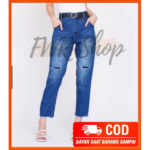 Celana Jeans Wanita Terbaru 2021 Boyfriend Murah Cewek Jens Kekinian Import Sobek Ripped boyfriend