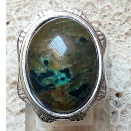 Cincin batu natural Pancawarna Garut hijau fosil kayu kuning yellow petrified wood bukan bacan Pirus
