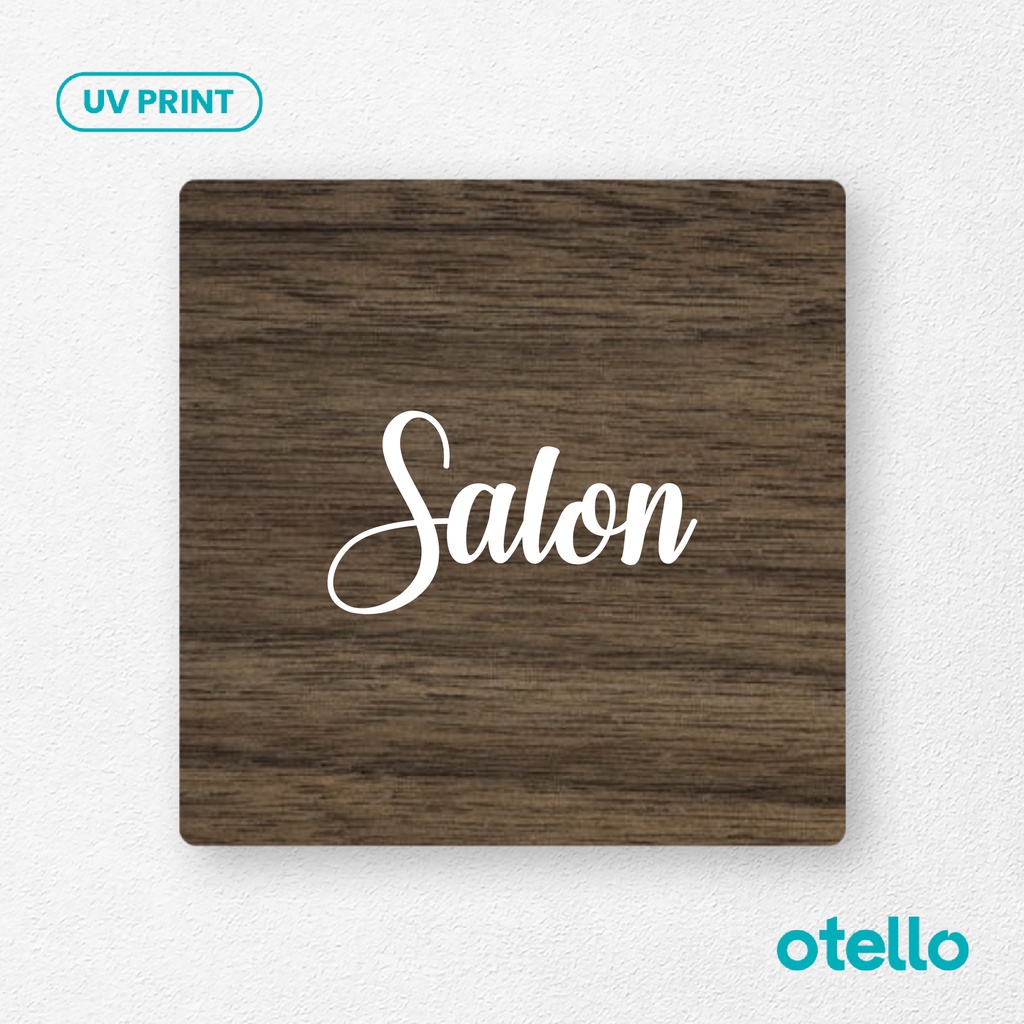 Signage Salon Sign Board Kayu Wooden Papan Label Tempel Nama Ruangan Tag Tempat