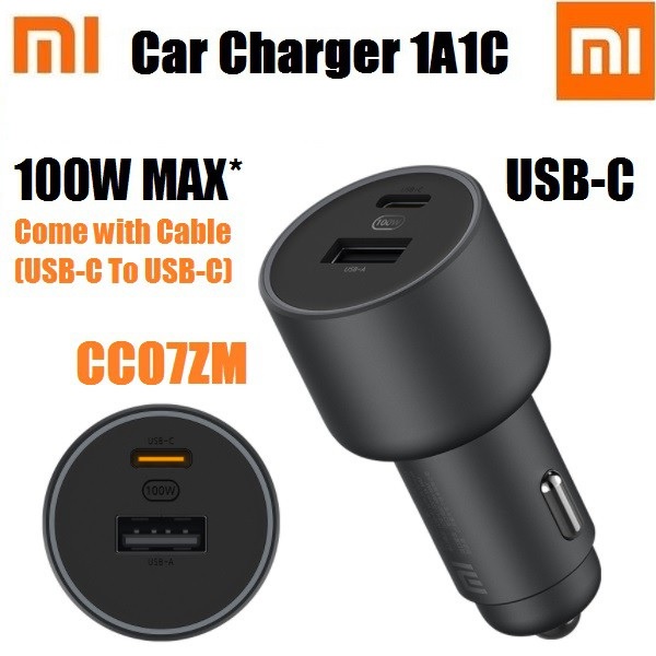 XIAOMI Mi Car Charger 2-Port Fast Charging Version 100W 1A1C - CC07ZM - Charger Mobil Bertenaga Super hingga 100W