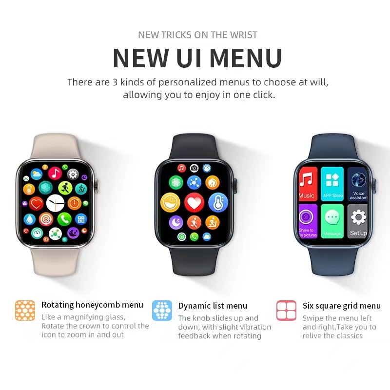 COD✅ HI Watch Series 7 SmartWatch 1.75HD Bluetooth Custom Wallpaper Heart Rate Blood Pressure Monitor Wireless Charge Spin Button Sport Smart Watch   W26