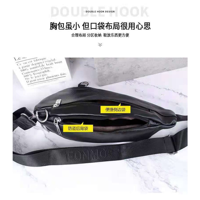 Fonmor Tas Selempang Pria Sling Bag Kulit Sapi Asli