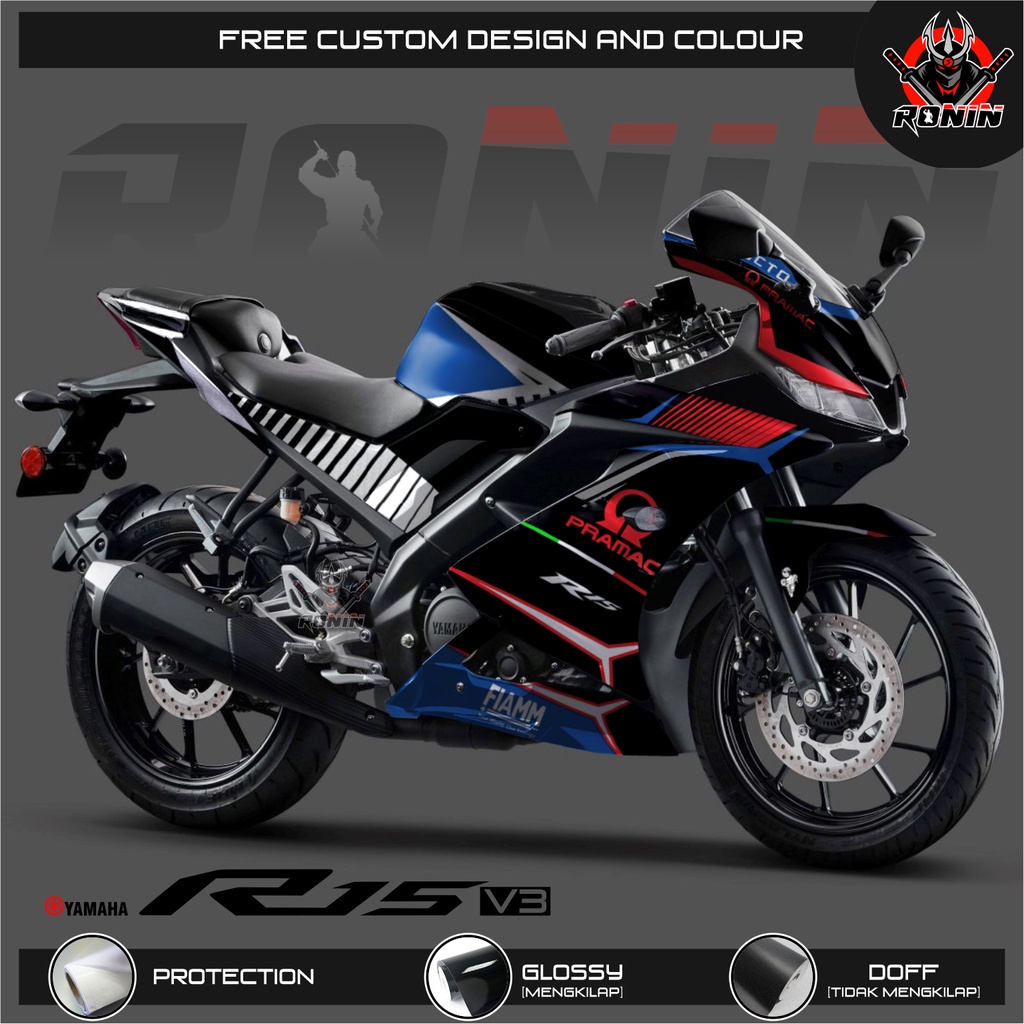 Sticker Decal FULL BODY R15 V.3 Motif Pramac Livery Black