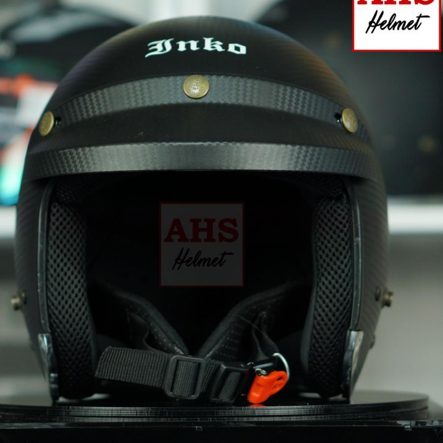 Paling Disukai.. HELM INKO RETRO CARBON BLACK DOFF INJAK ORIGINAL SNI