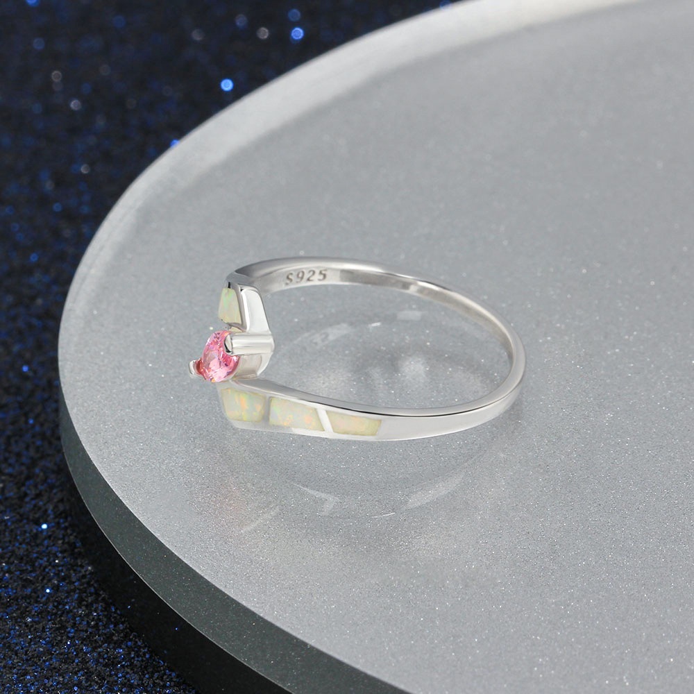 New Fashion Pink Diamond Opal Engagement Wedding Ring