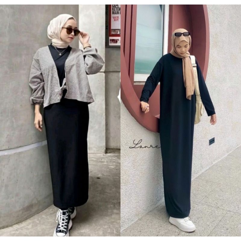 Inner Gamis / Daleman Gamis Hitam Polos Bahan Jersey Premium (COD)