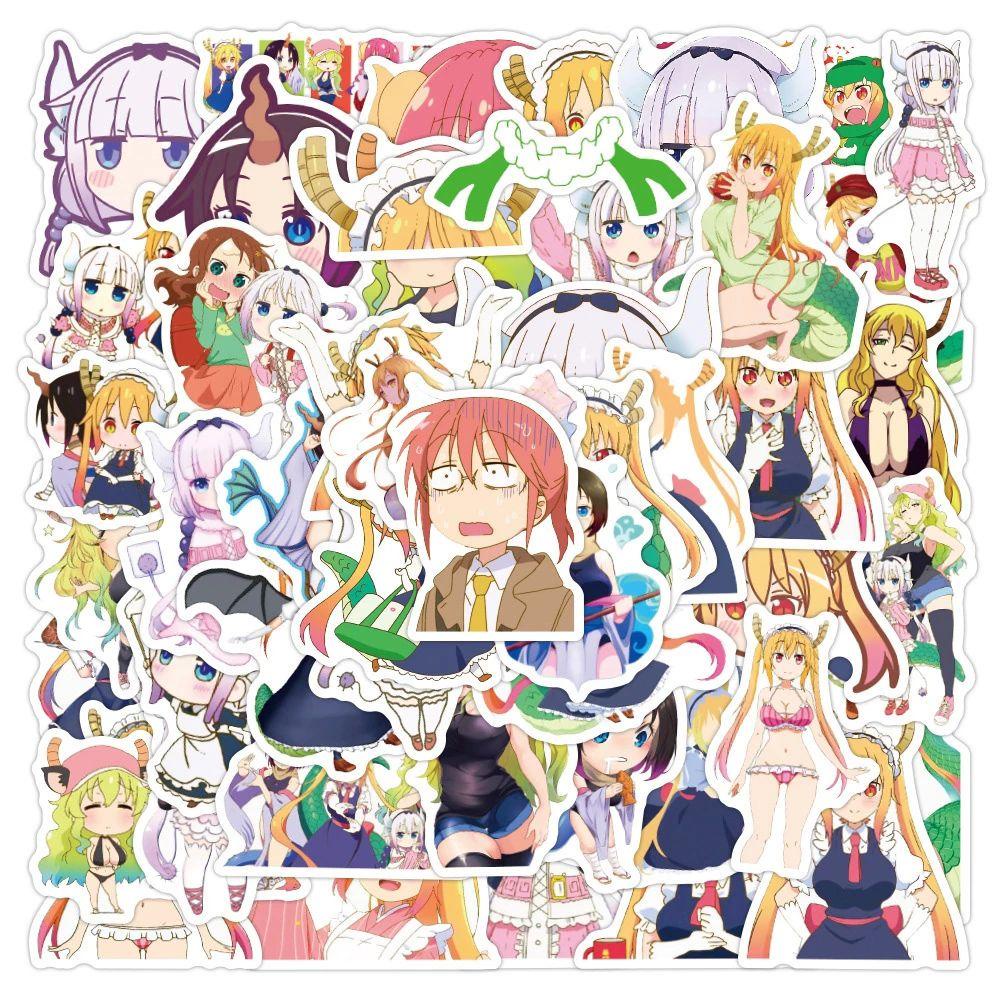 Lanfy Miss Kobayashis Dragon Maid Tahan Air Kreativitas Laptop Self-Adhesive Alat Tulis Stiker Ponsel Dekorasi Graffiti Stiker