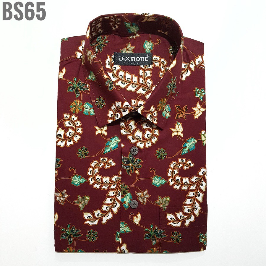 Kemeja Batik Pria Lengan Pendek BS65 Katun Motif Modern Dixmont Semi Slim Fit Premium