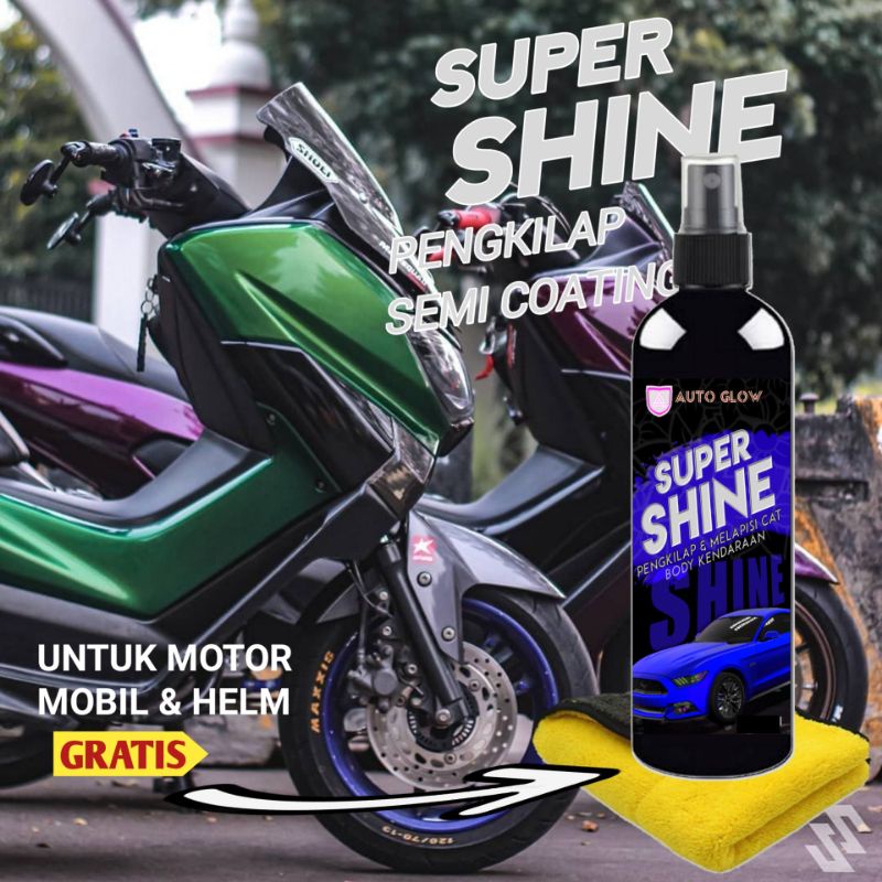 COD Super Shine 100ML Gratis Lap Microfiber Pengkilap Motor Mobil Helm Kendaraan By Auto Glow