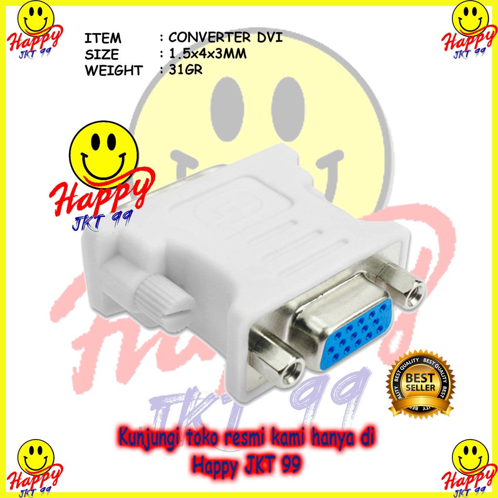 [ HAPPY JKT 99 ] CONVERTER KONEKTOR DVI TO VGA ORIGIANAL