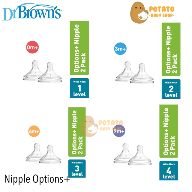 Dr Brown’s - Nipple Options+ Wide Neck 2pack