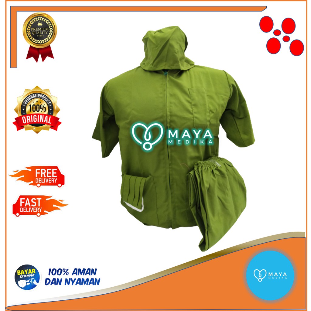 Baju Ok / Hijau Army / Lengan Pendek / Baju Rest / Celana Karet