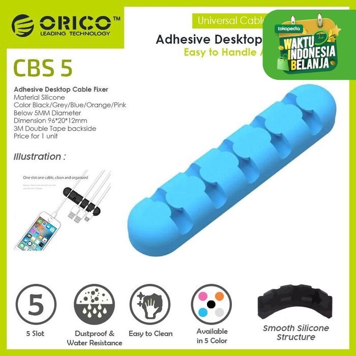 ORICO CBS5 Adhesive Desktop Cable Fixer - Biru Muda