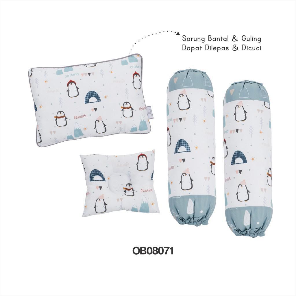 Omiland Bantal Guling Bayi Set Peang Penguin Bear Train Series