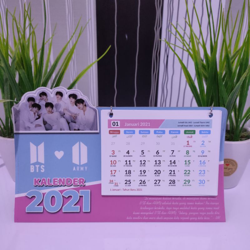 

kalender duduk/meja 2021 custom BTS ARMY KPOP KEREN