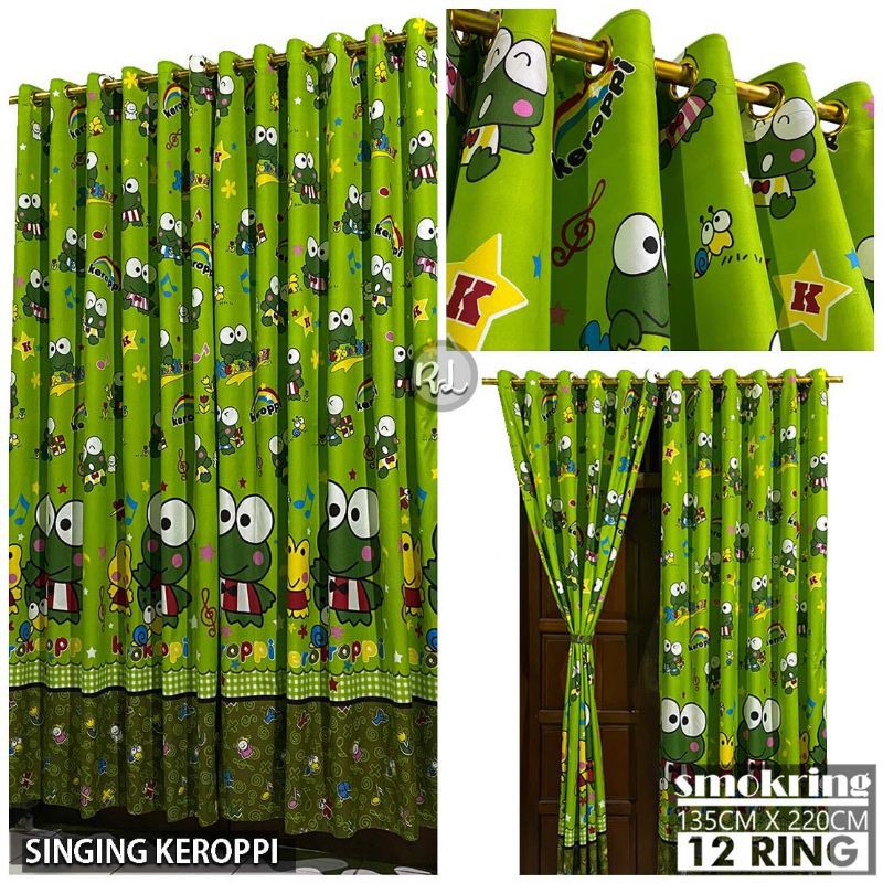 Grosir gorden syantik motif kartun ukuran 135x220 gorden smokring