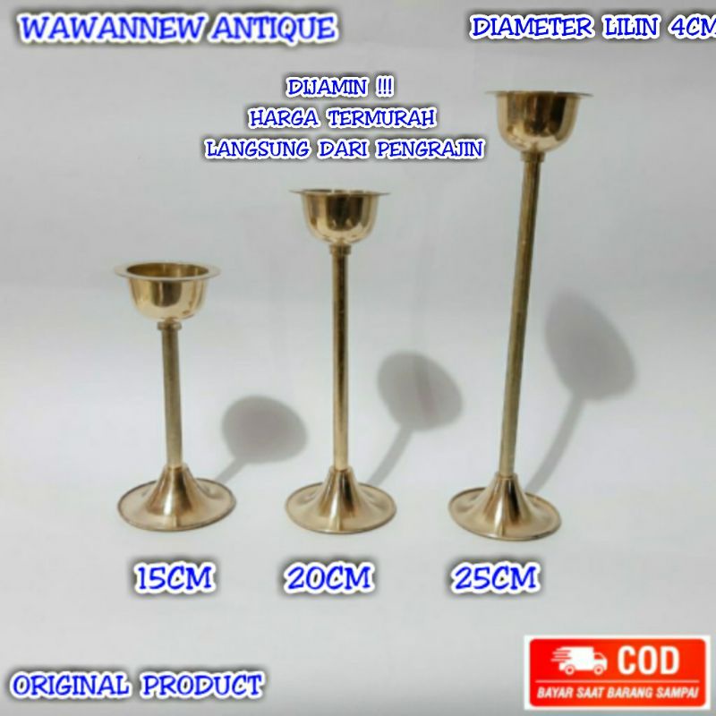 Tempat Lilin Polos Aromaterapi Kuningan Antik Murah 25cm - Candle Holder