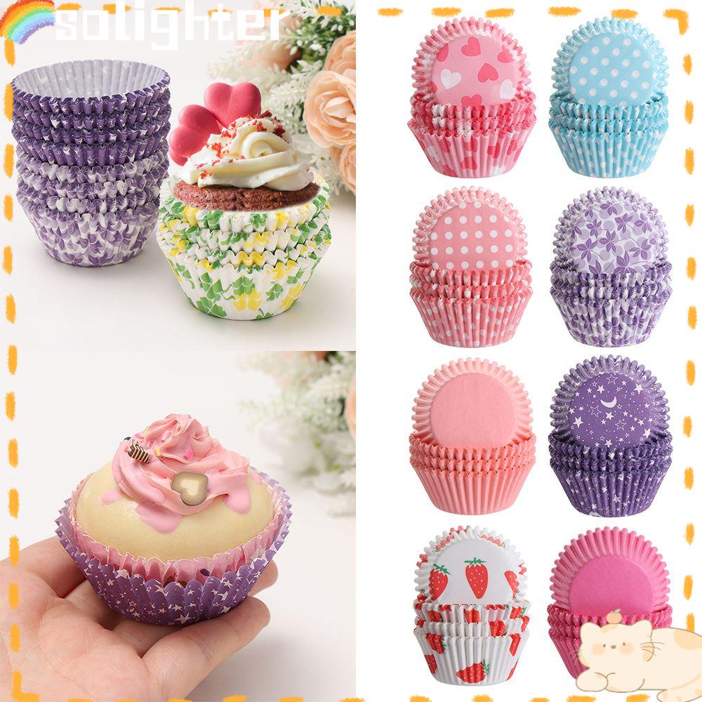 Solighter 100PCS / Set Cup Kertas Cupcake / Muffin Untuk Dekorasi Kue / Dapur