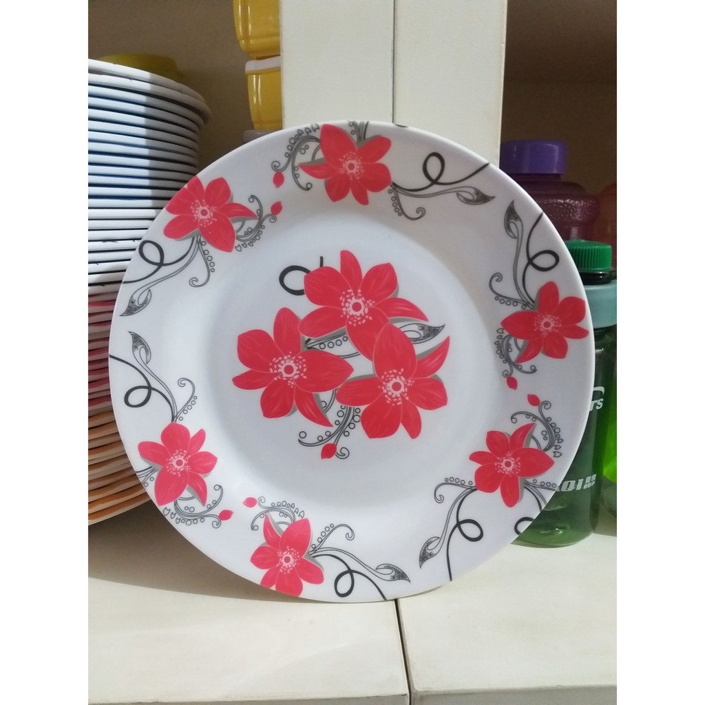 Piring Makan Melamin Motif Bunga 9" / Piring Melamin Motif Bunga