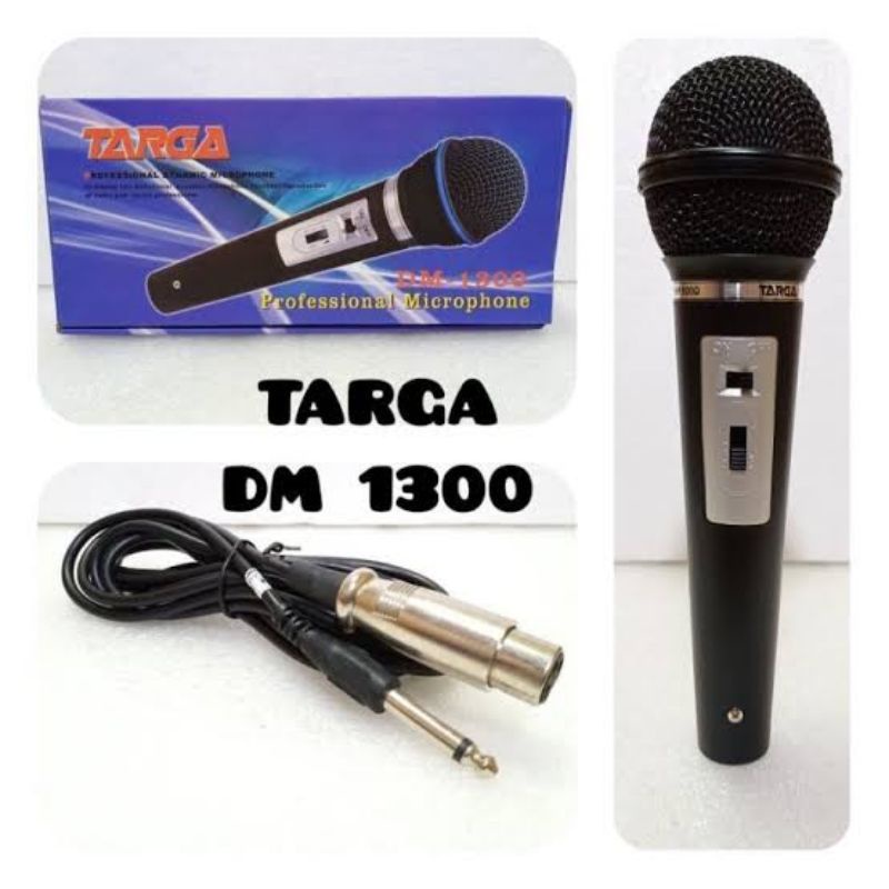 PROFESSIONAL DYNAMIC MICROPHONE MIKROFON TARGA DM 1300 PENYANYI KARAOKE KABEL PANJANG BAGUS AWET