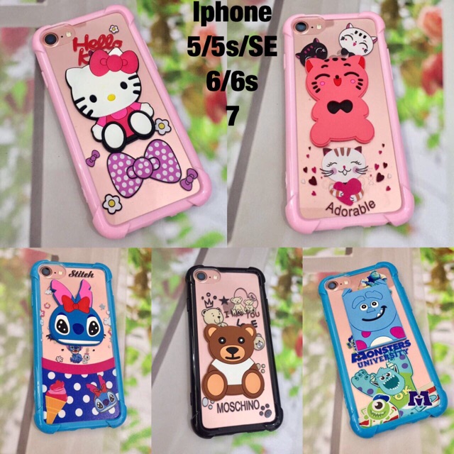 Anticrack premium boneka iphone 5 6  7 8 stitch hello kitty monster inc bear kucing