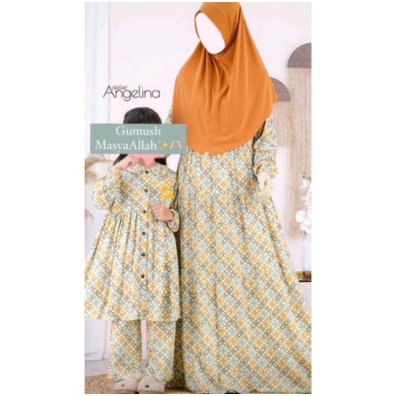 ATELIER Angelina bella dress motif kawung warna yellow ukuran M