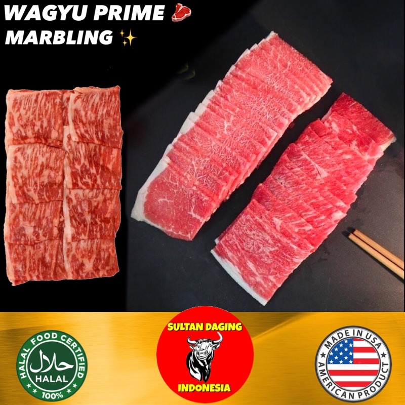 

US WAGYU SLICE PRIME MARBLING 100 GRAM PREMIUM IMPORT USA/WAGYU SLICED/ US WAGYU SLICE/ WAGYU US PRIME/ SLICED WAGYU/ DAGING SLICED WAGYU/ WAGYU SLICE