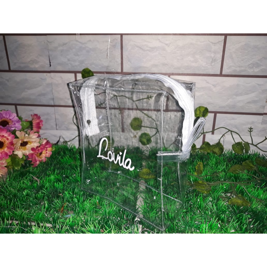 POUCH SKINCARE CUSTOM - DOMPET SOUVENIR MAKEUP - TRAVELBAG TRANSPARAN