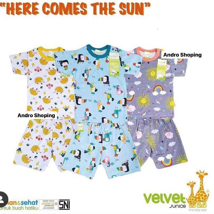 TBI Velvet Junior motif size SML, LB, XL,dan XXL( 3set ) setelan tangan pendek kancing pundak ❤➨ Dis