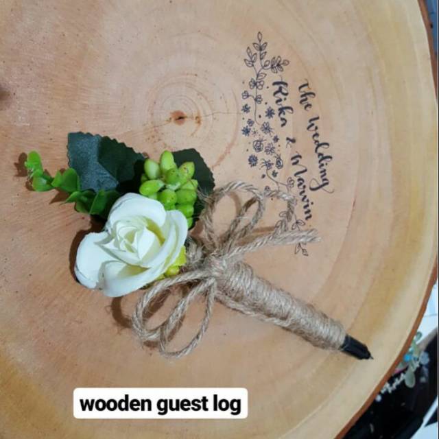 

buku tamu kayu Guestlog 30 - 35cm + pena snowman rustic