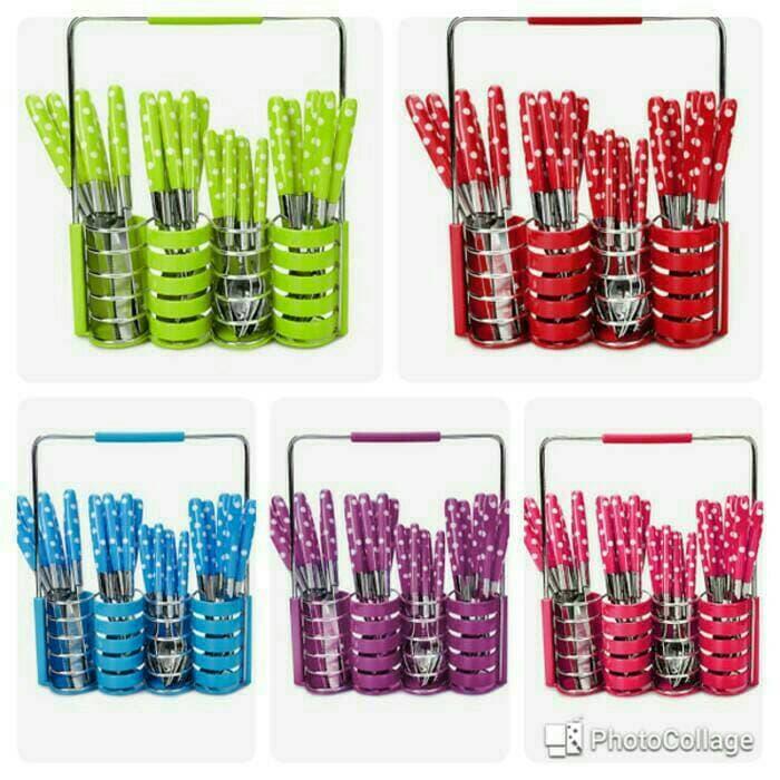 Sendok Set Motif Polkadot 24 Pcs / Sendok Polkadot 24 Pcs / Sendok Polkadot