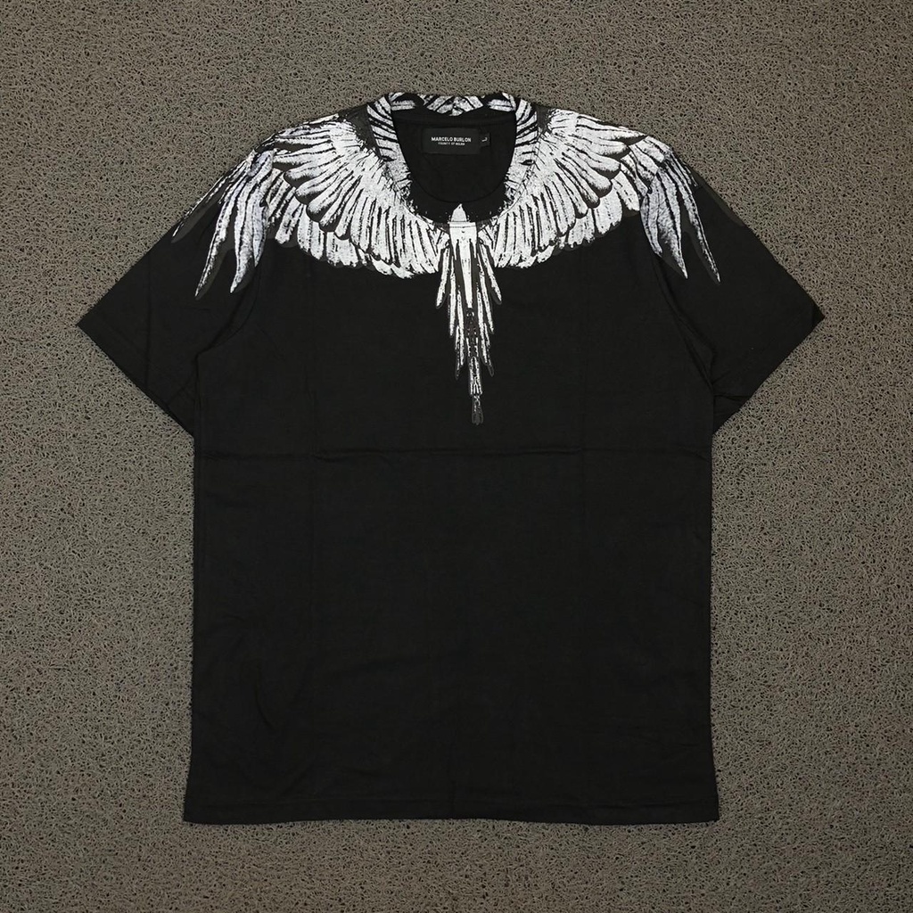 Marcelo Burlon White Wings Black Hitam Tee T-Shirt Kaos