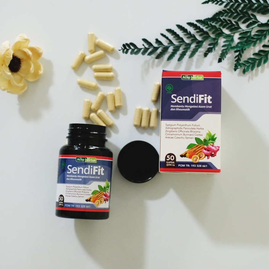 SendiFit Obat Asam Urat Pegal Linu Encok Sakit Pinggang Nyeri Reumatik Kesemutan Sakit Otot Rematik Herbal Isi 50 Kapsul Original BPOM Aman Tanpa Efek Samping