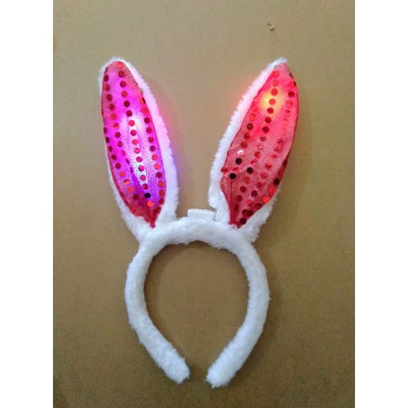 Bando kelinci bulu halus led 3 modes RGB light