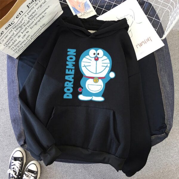 Sweater Hoodie DORAEMON STAY Jumper Hitam Pria Wanita Bahan Fleece Ukuran S M L XL XXL XXXL