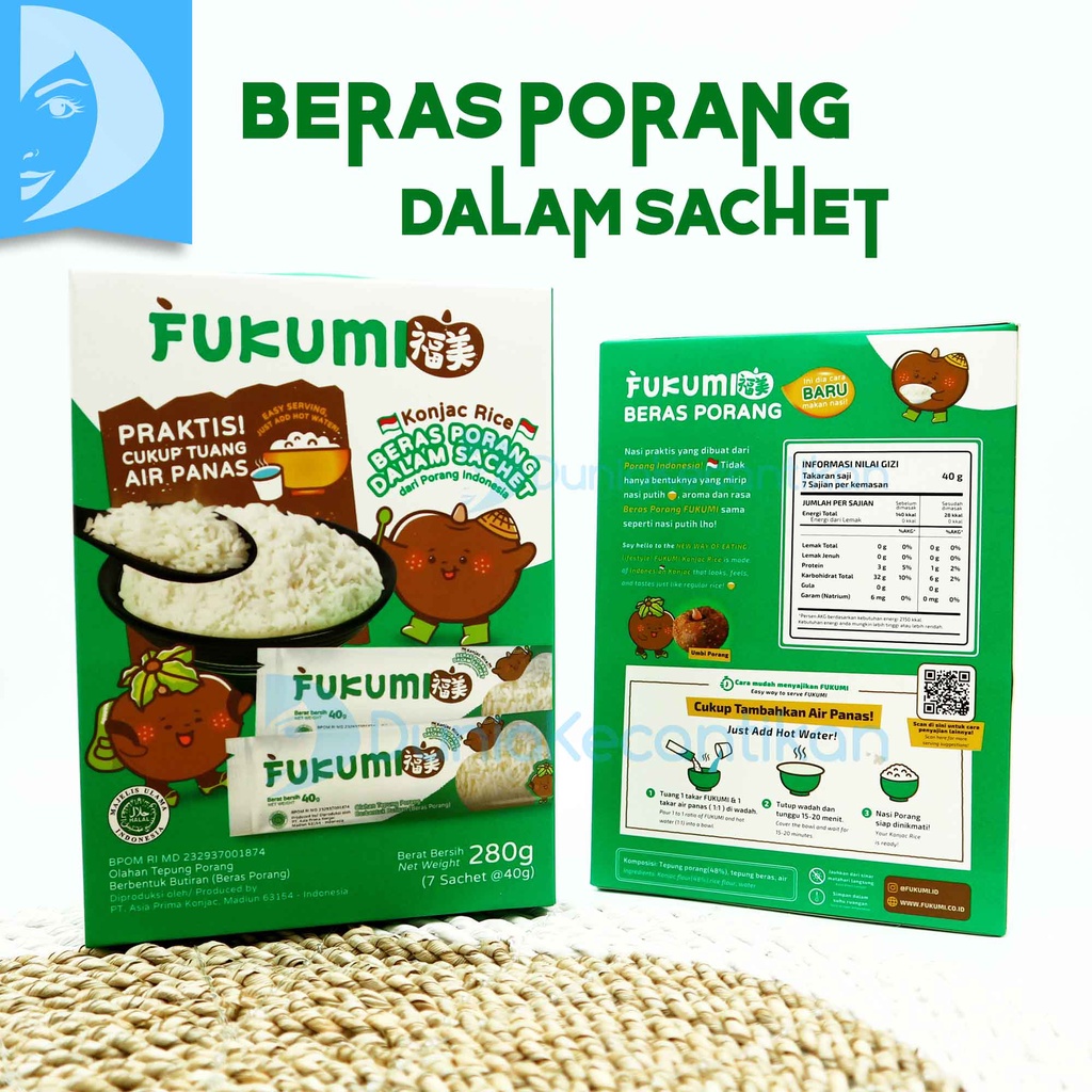 Fukumi Beras Porang Box Sachet Nasi instan Siap Saji Instant Rice Konjac Rice Nasi Diet Instan Beras Shirataki