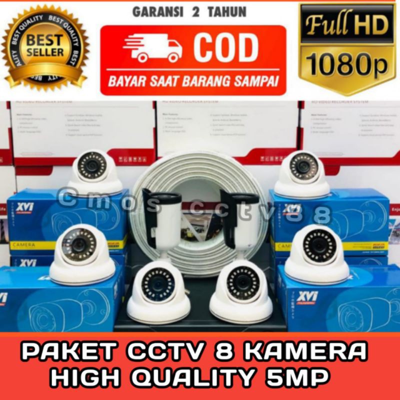 PAKET CCTV 5MP 8 CHANNEL 8 CAMERA XMEYE FULL HD KOMPLIT SIAP PASANG