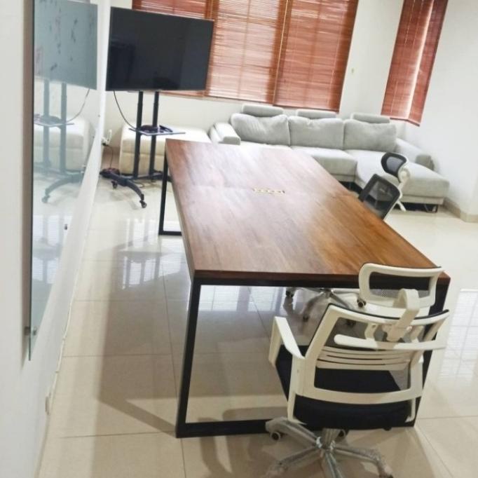 Jual Meja Kantor Meja Kerja Minimalis Kayu Jati Kaki Besi Holow Pamela