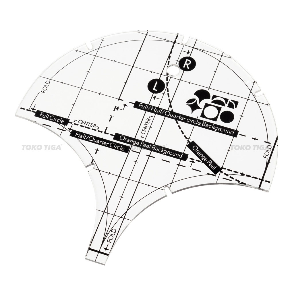 Penggaris Quilting / Quilt Ruler Half Circle / Orange Peel (QR-102)