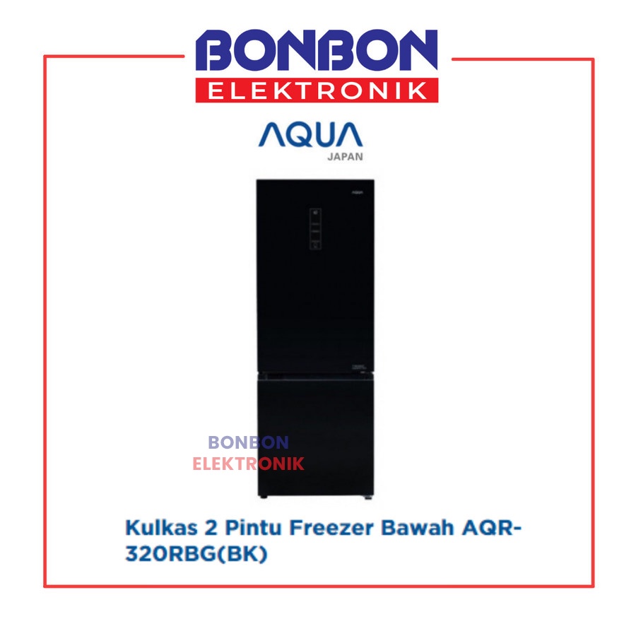 AQUA Kulkas 2 Pintu Bottom Freezer AQR-320RBG(BK) / AQR 320 RBG