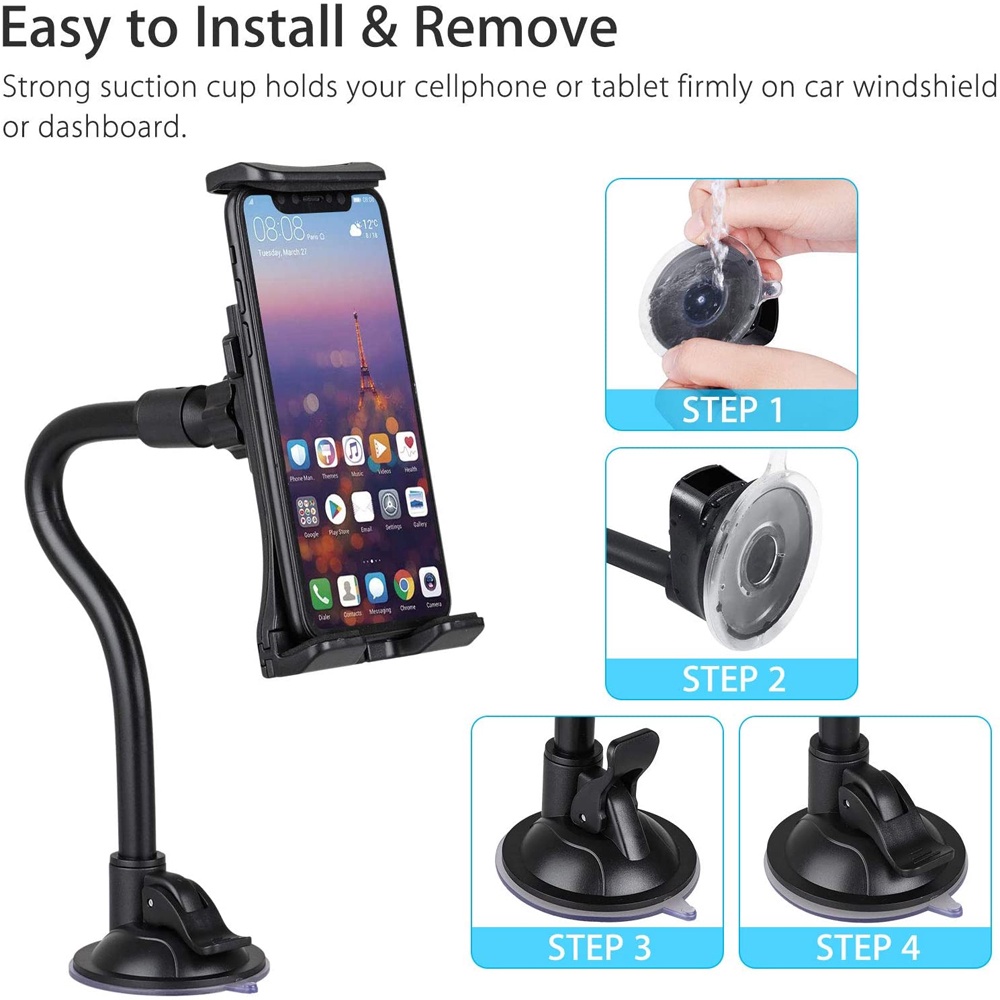 Bracket Stand Holder Tablet PC Ipad Xiaomi 4-13 Inch Dengan Suction Cup 360 Derajat Untuk Mobil