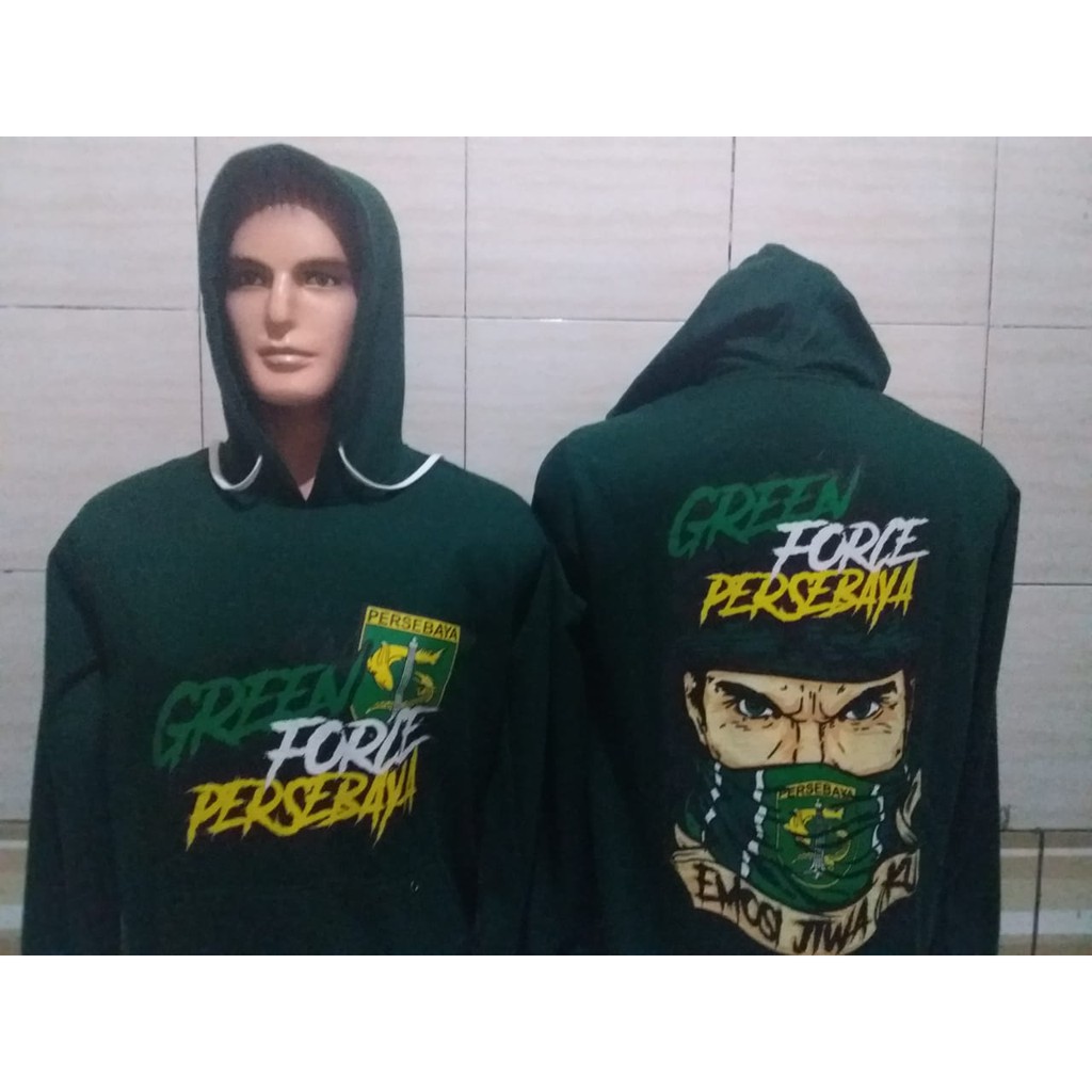 Jaket persebaya Sweater Bonek Hoodie Green Force Persebaya Surabaya Emosi Jiwaku