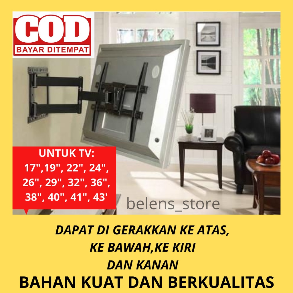 Bracket Tempat Gantung Tv Tivi Di Dinding Tembok Lcd Led SmartTv Android Tv Layar 17" 20"  22" 24" 2