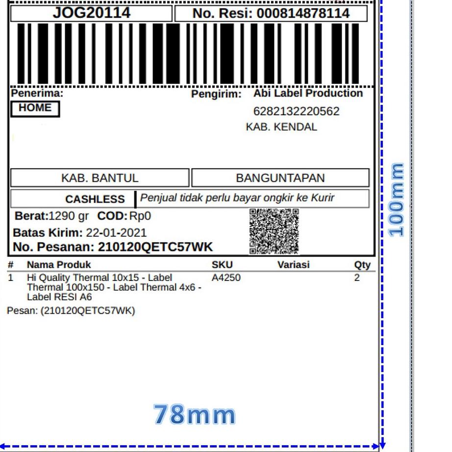 

む Label Resi 3x4 inch / 78 x 100 / Label Thermal 78 x 100 / Label Thermal 78x100 や
